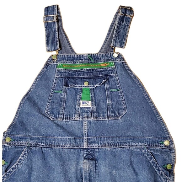 Liberty Overalls Sz 42/28 Men Carpenter Medium Wash Front Pocket  Workwear - Picture 3 of 13